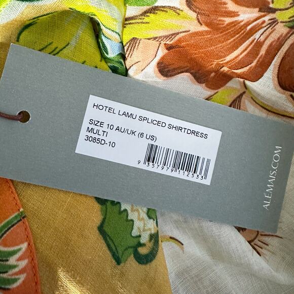 ALEMAIS Hotel Lamu Spliced Floral Shirt Midi Dress Size US 6 AU 10 - Picture 7 of 14